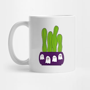 Cute Cactus Design #122: Cacti In Halloween Ghosts Pot Mug